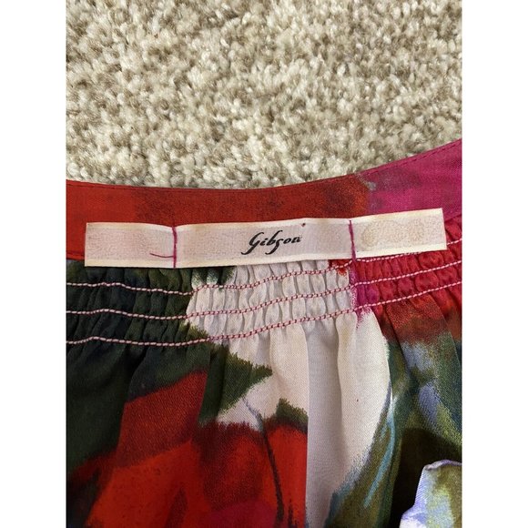 Gibson Red multicolored Floral Blouse Sz XSmall - Picture 2 of 5